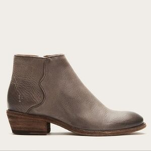 Frye "Carson Piping Bootie" Graphite Grey Leather Ankle Boot | Women's Size 8.5